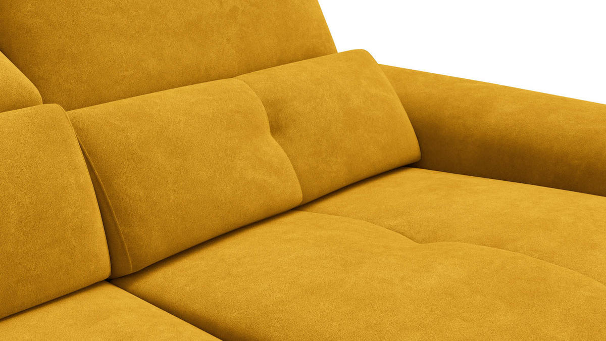 SOFA RELAX AVENA 3-Sitzer, gelber Veloursstoff - Gelb/Schwarz, Holz/Textil (204/80/108cm) - Wozimo