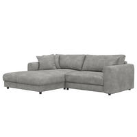 ECKSOFA mit Longchair - Schwarz/Grau, Kunststoff/Textil (238/183cm) - home24