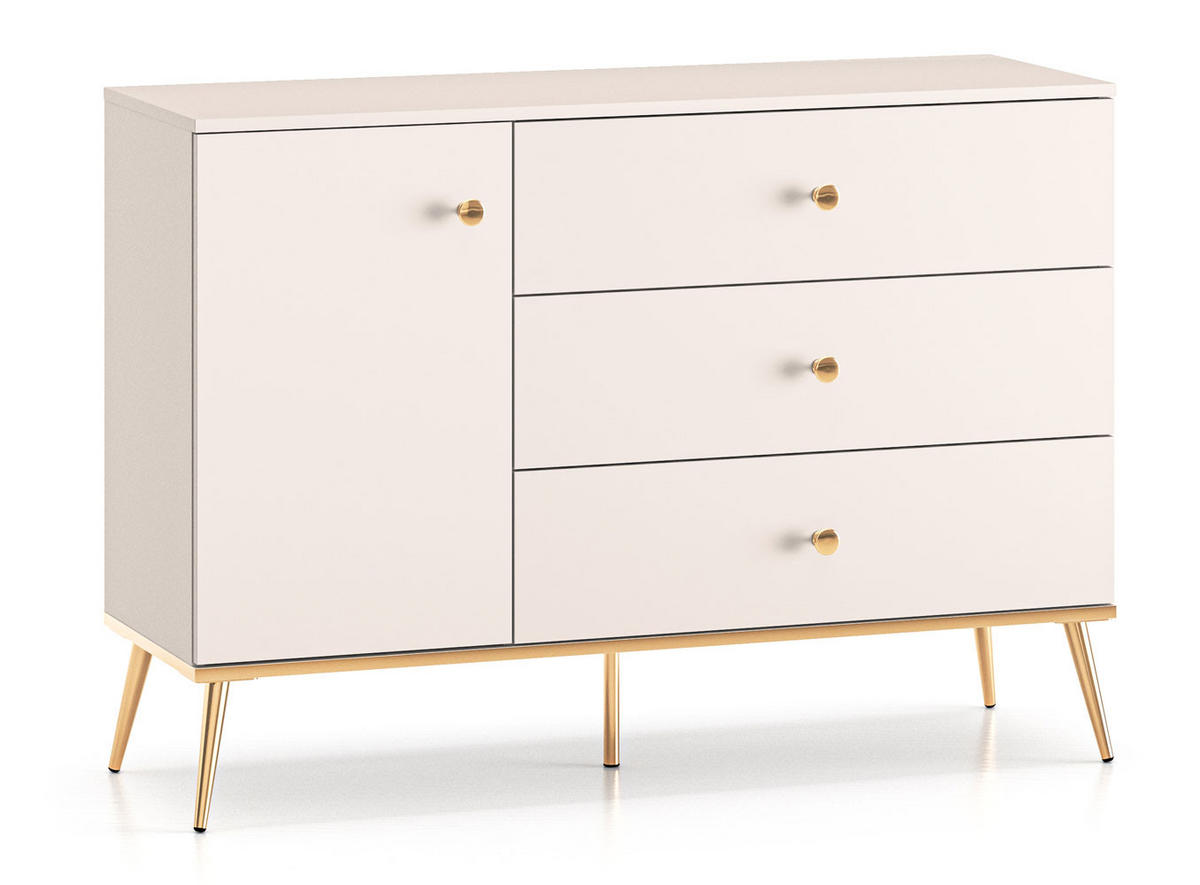 KOMMODE Selgin Kaschmir / Gold 120 / 40 / 85cm - Kaschmir/Goldfarben, Holz/Holzwerkstoff (120/85/40cm) - Feldmann-Wohnen