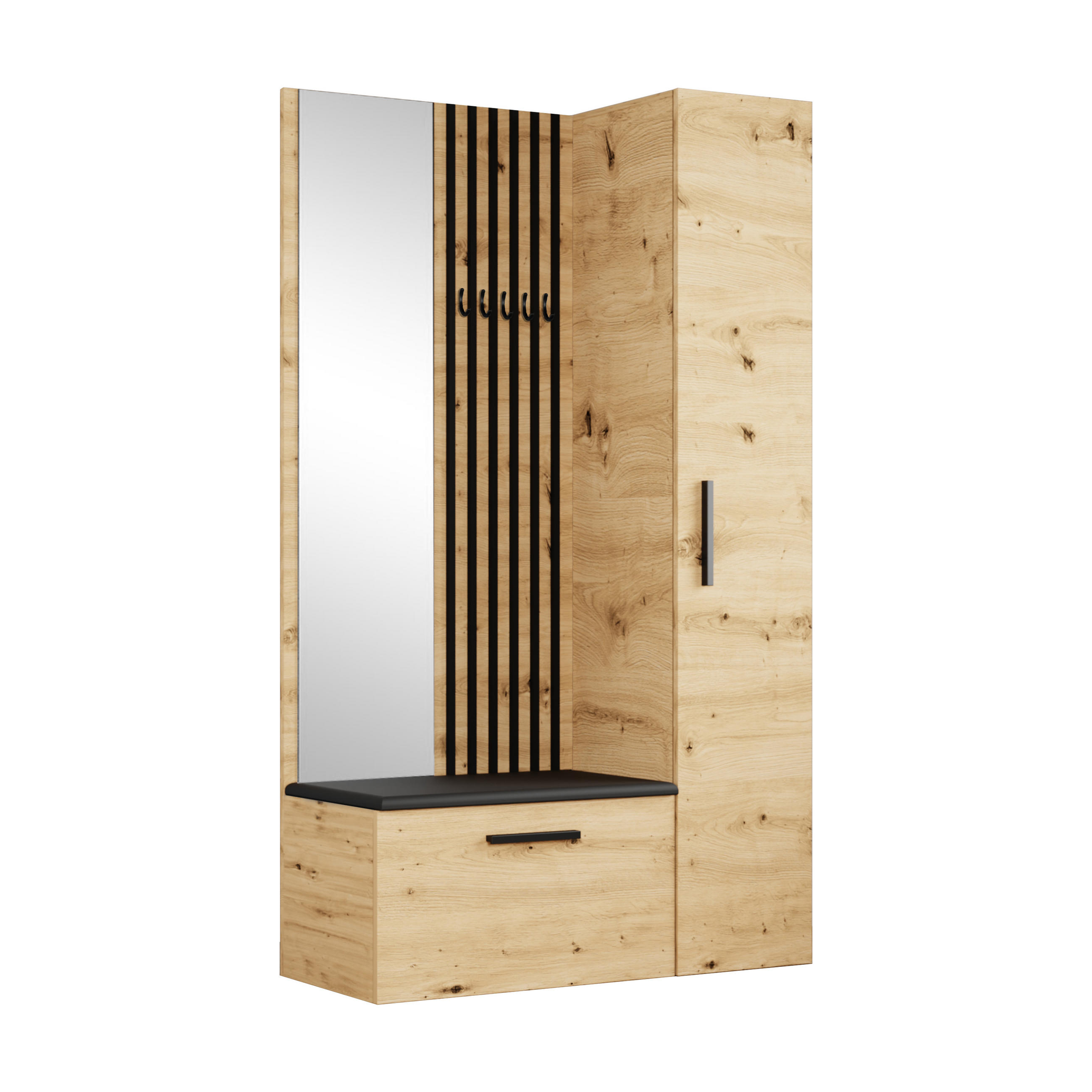 Masseno Garderobenschrank Eiche Artisan 120.6x204x40 cm