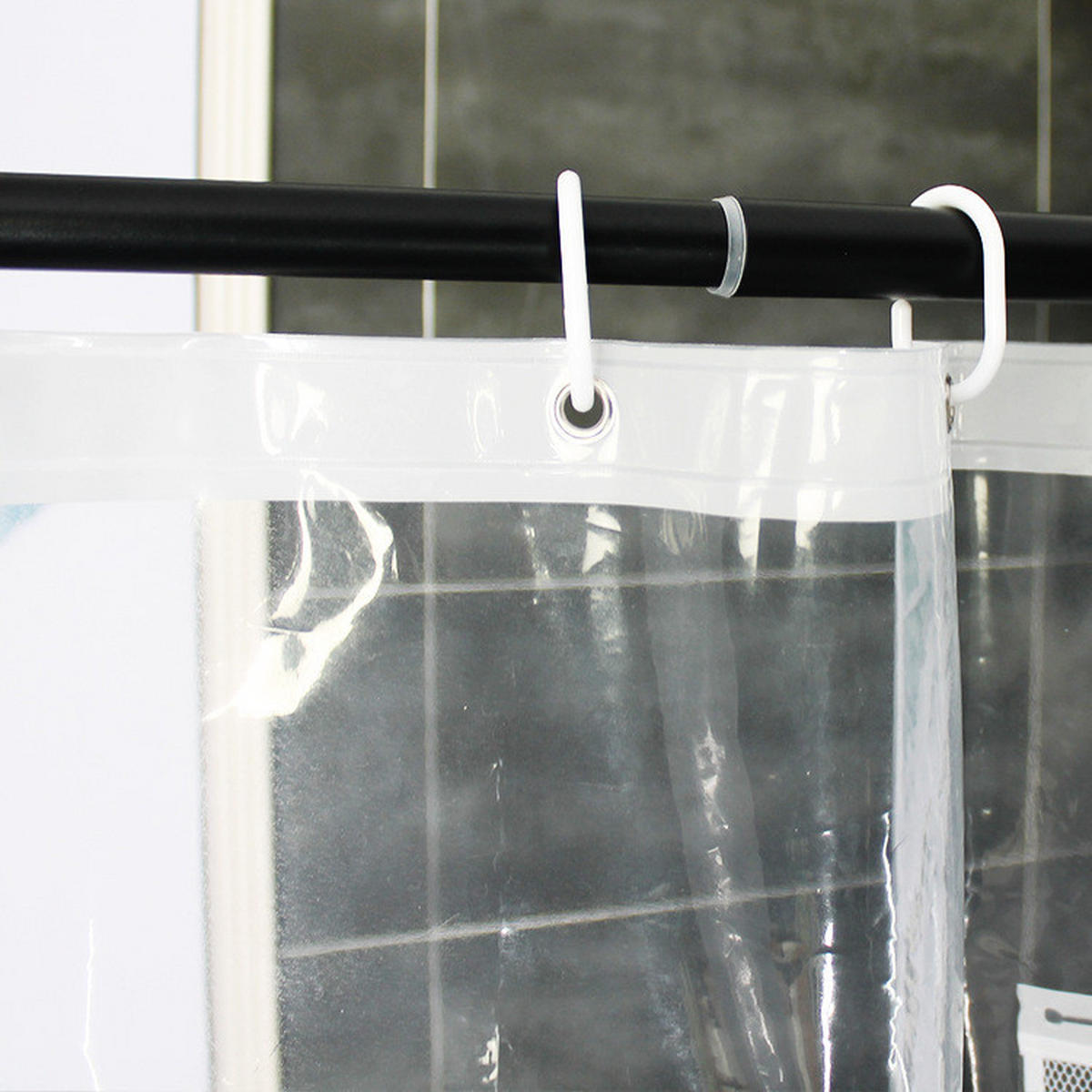DUSCHVORHANG Badezimmer transparent Weiß wasserdicht Kunststoff EVA 180 x 180 cm - Transparent, Kunststoff (180/180cm) - MCBOSON