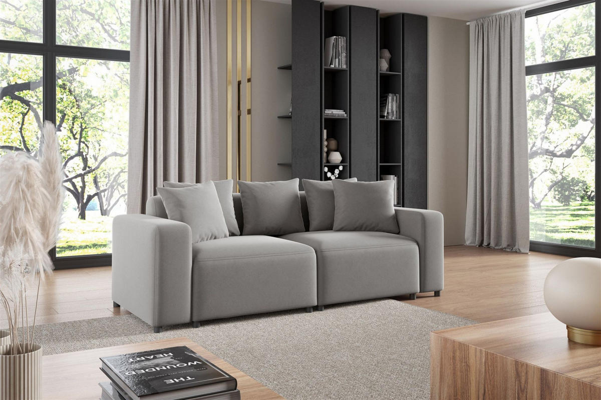 SOFA Megan 2-sitzer In Salvador - Hellgrau, Holzwerkstoff/Textil (236/75/98cm) - Fun Möbel