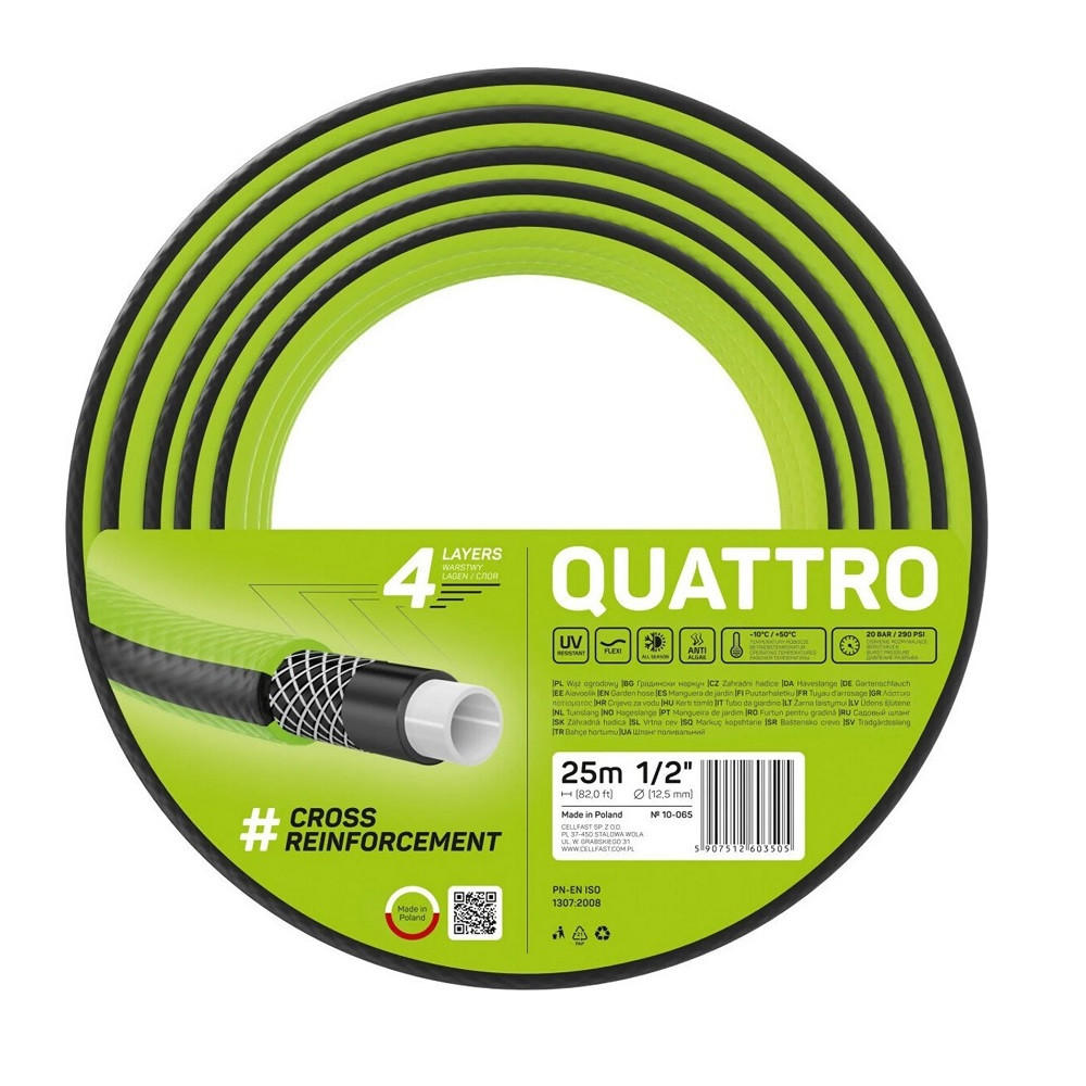 GARTENSCHLAUCH QUATTRO 1/2" 25 m - Transparent, Kunststoff (2500cm) - Cellfast