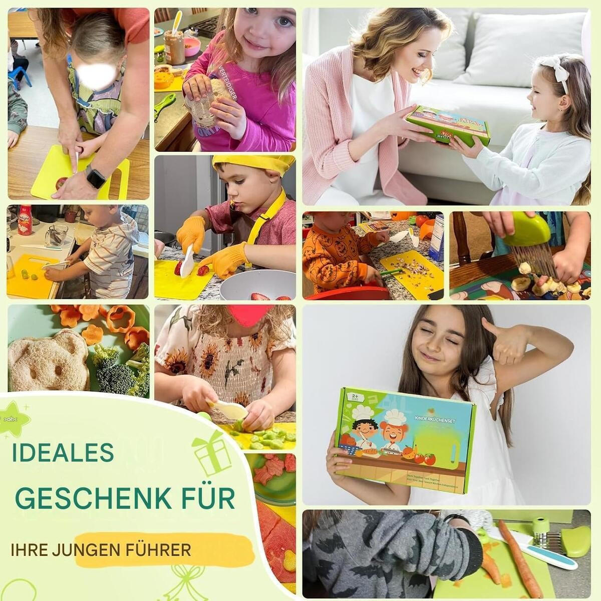 KINDERKÜCHE 17 Teile, Sicherheitsmesser, Montessori, ab 2 Jahre - Pastellgrün, Kunststoff (22/33/3.5cm) - Authentics