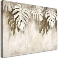 WANDBILD monstera blätter hängen beige - Beige, Textil (60/40cm) - Feeby