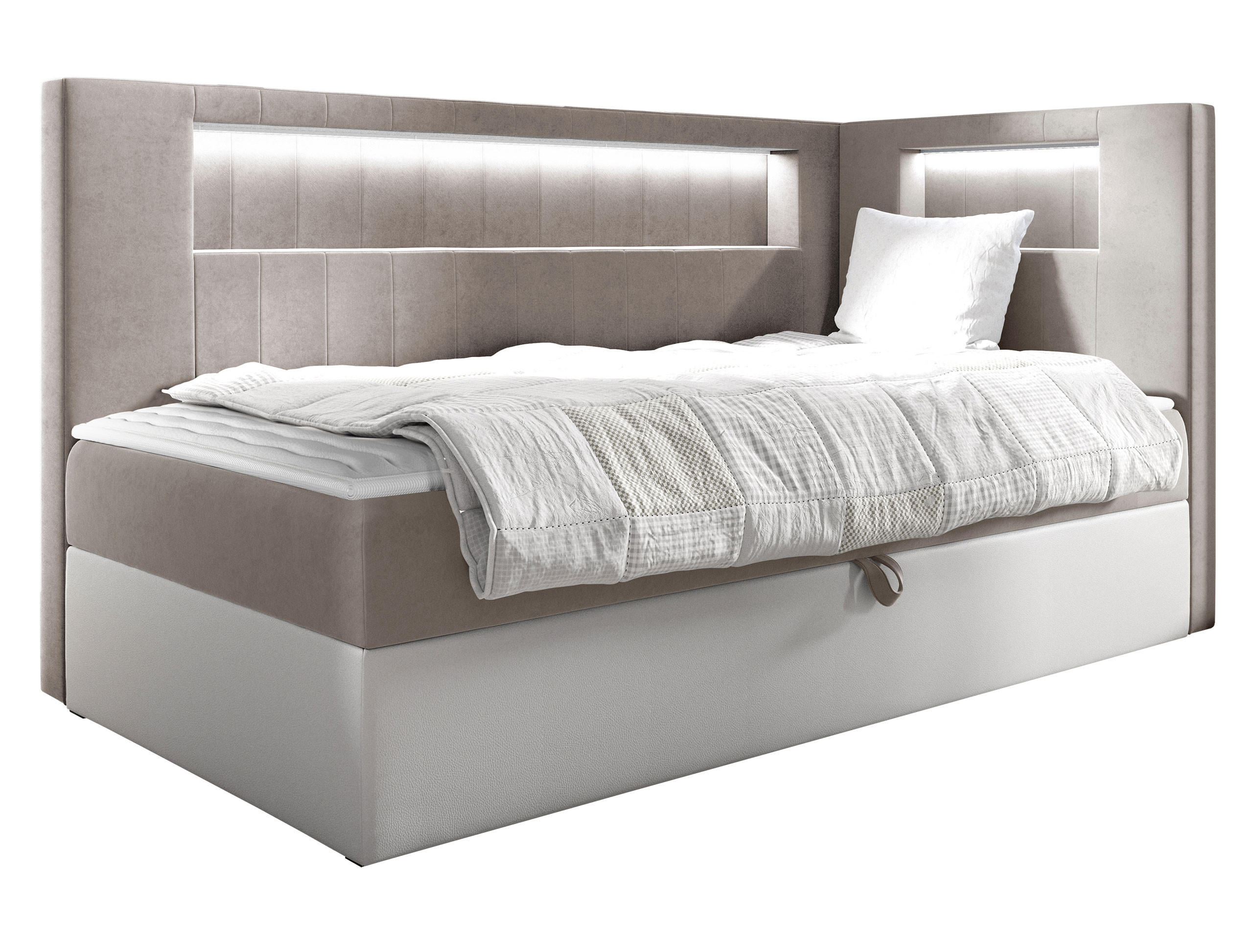 BOXBETT Gold Junior 3, Seite zum Öffnen des Bettkastens: Rechts - Creme/Weiß, Holz (90/200cm) - MIRJAN24