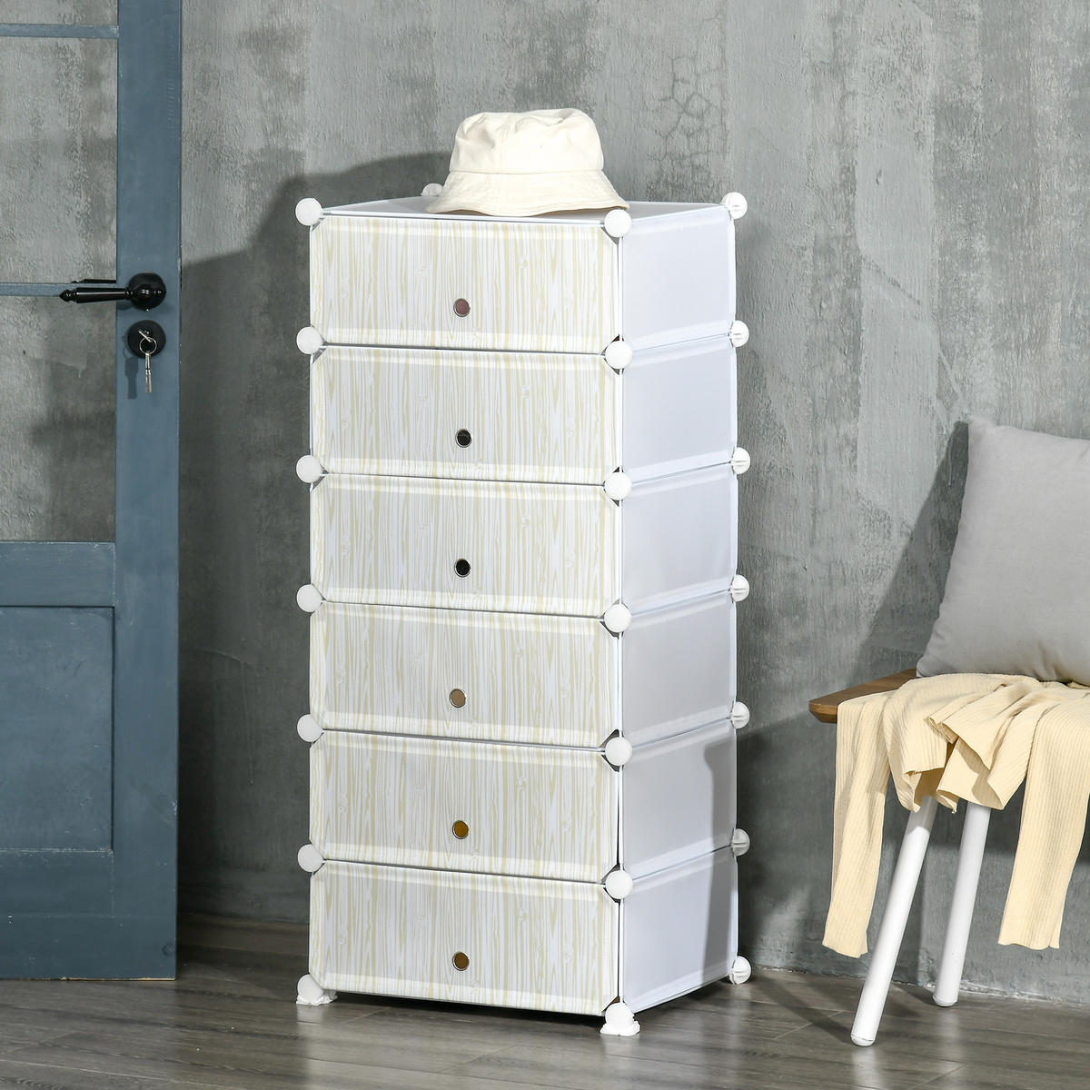 SCHUHSCHRANK Weiß 49/36,5/108 cm - Weiß, Kunststoff (49/108/36.5cm) - PANGIVO
