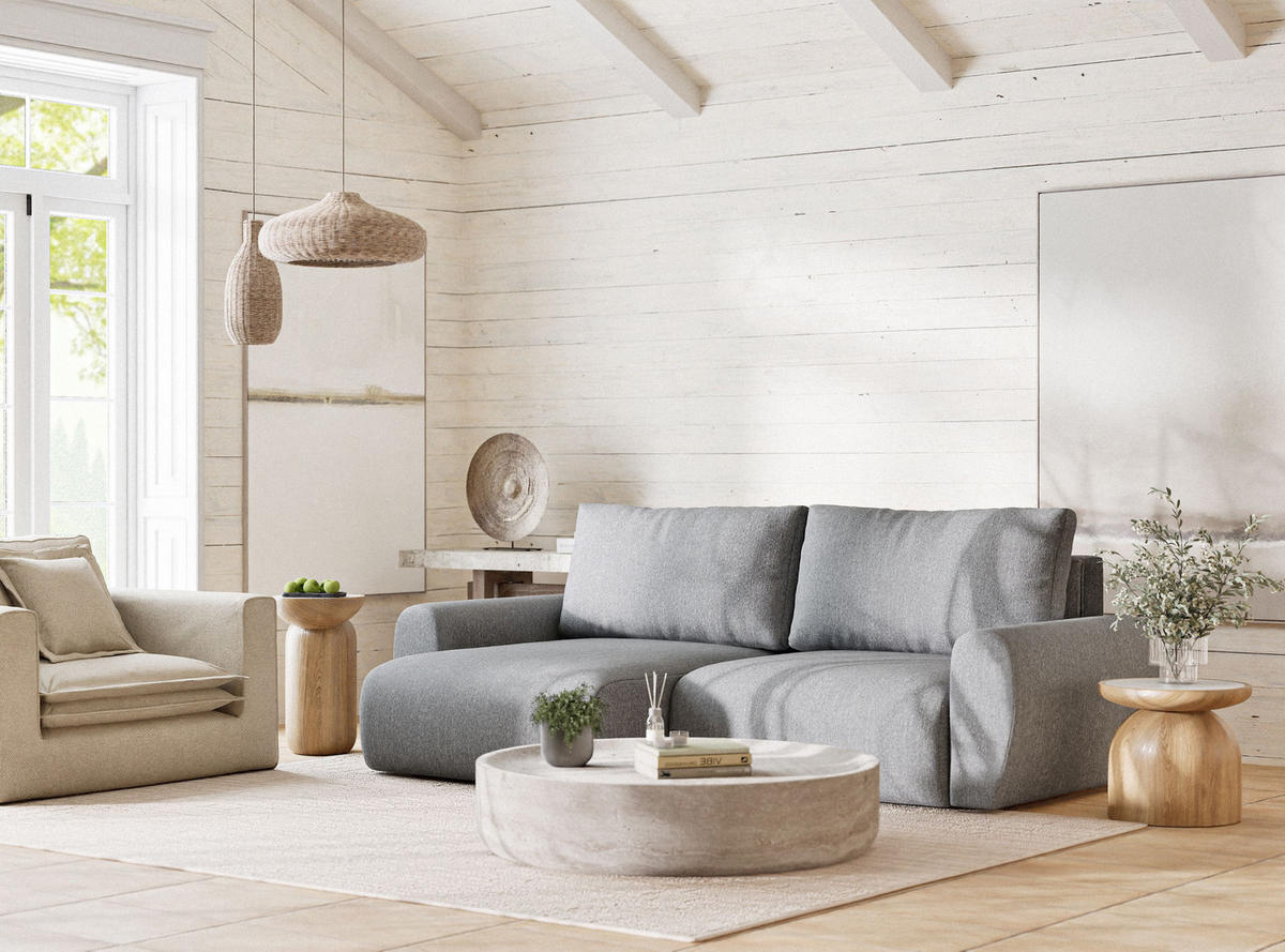 ECKSOFA MIT SCHLAFFUNKTION Numba Grau Webstoff - Schwarz/Grau, Holz/Holzwerkstoff (253/153cm) - Maison de Reve