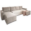 WOHNLANDSCHAFT ASPRA Creme Kordstoff mit Schlaffunktion - Creme, Holz (295/85/140cm) - MASSENO