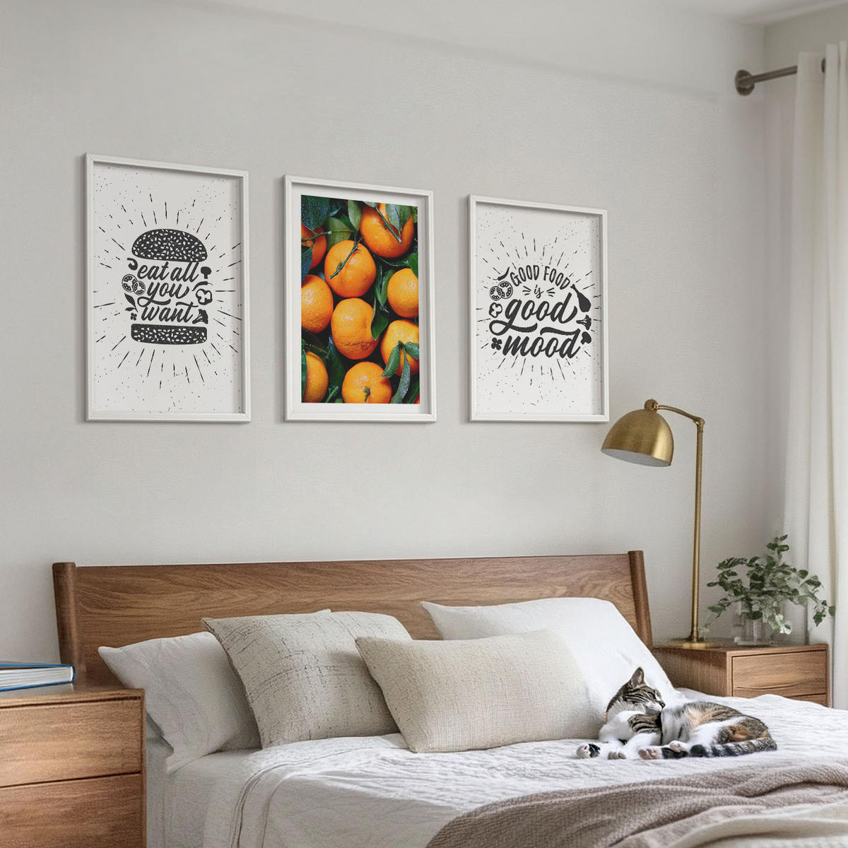 WANDBILDER 3er-Set - 40x60 cm Weißer Rahmen - Juicy Oranges Kitchen - Weiß, Kunststoff (40/60cm) - ArtPrintCave