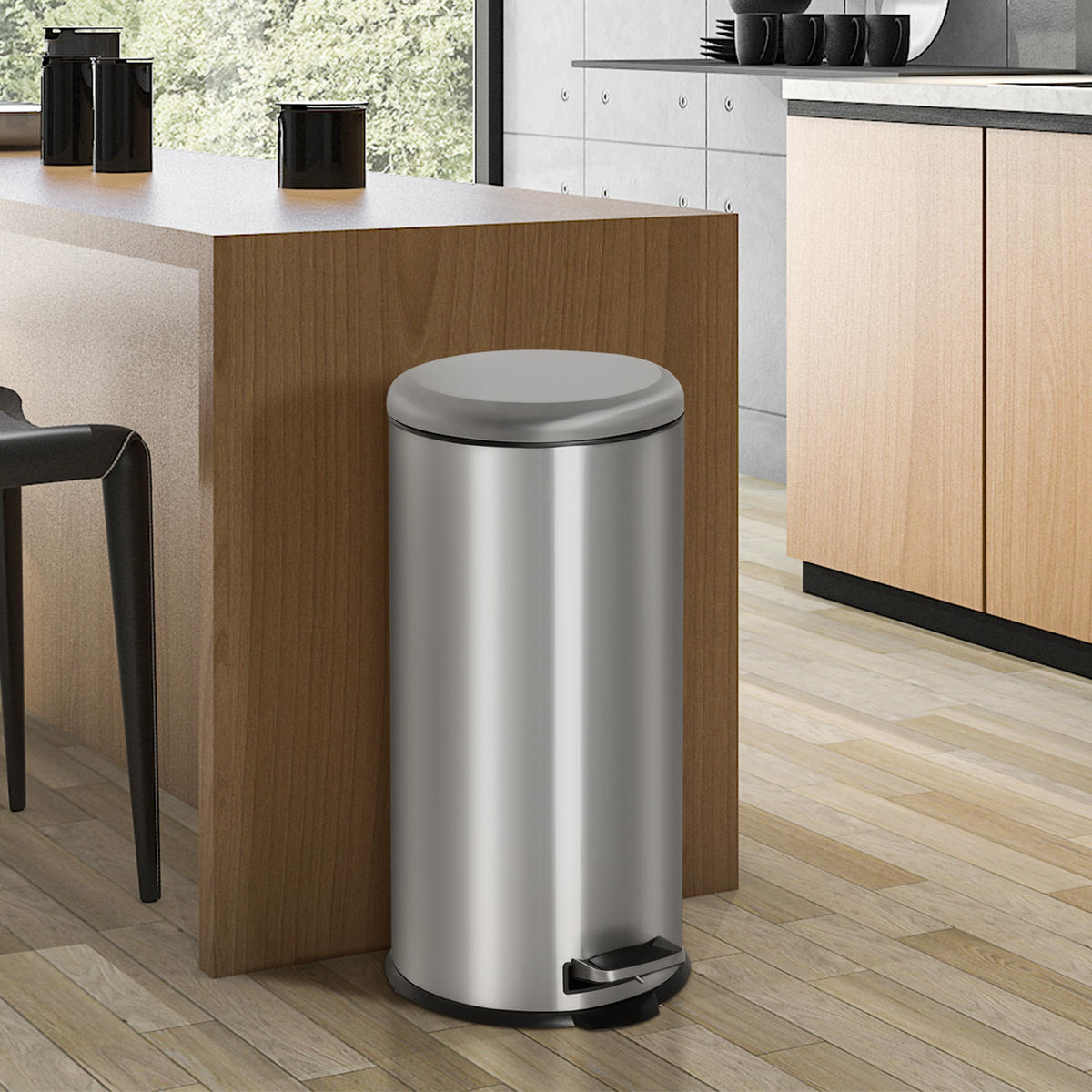 MÜLLEIMER, Edelstahl, Kunststoff, Silber - Silberfarben, Metall (29.2/62.9/29.2cm) - HOMCOM