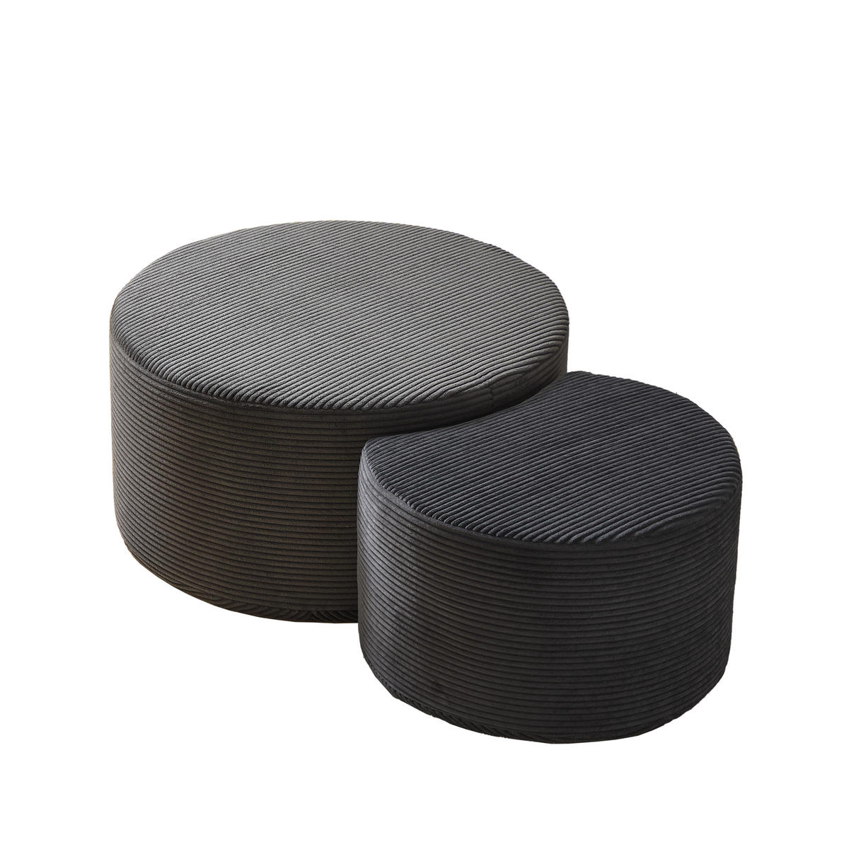 COUCHTISCH-SET aus Stoff Schwarz ohne Montage, 2-teilig, gepolstert und vielseitig nutzbar - Schwarz, Holzwerkstoff (127/81/40cm) - Modfu