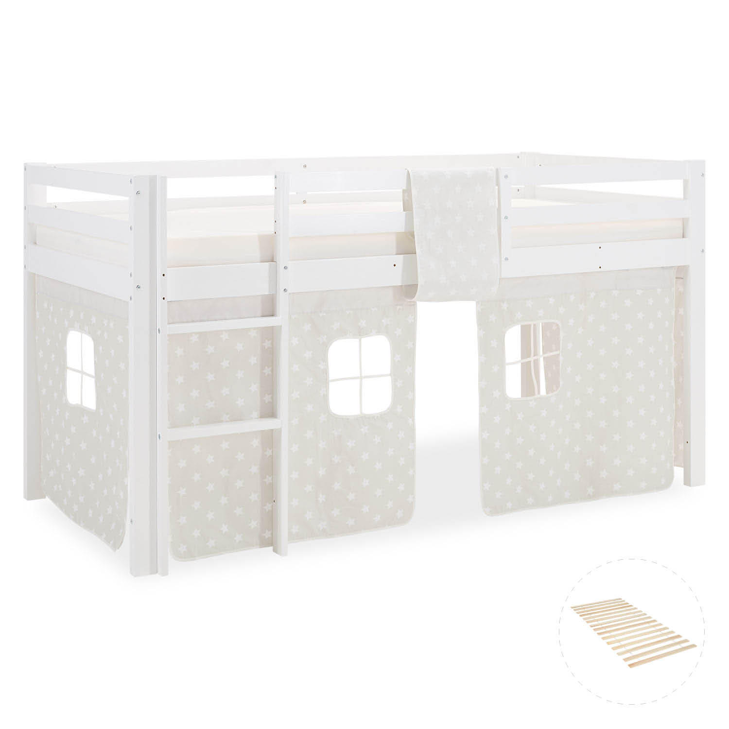 HOCHBETT 90/200 cm mit Lattenrost Sterne - Weiß, Holz (90/200cm) - Homestyle4u