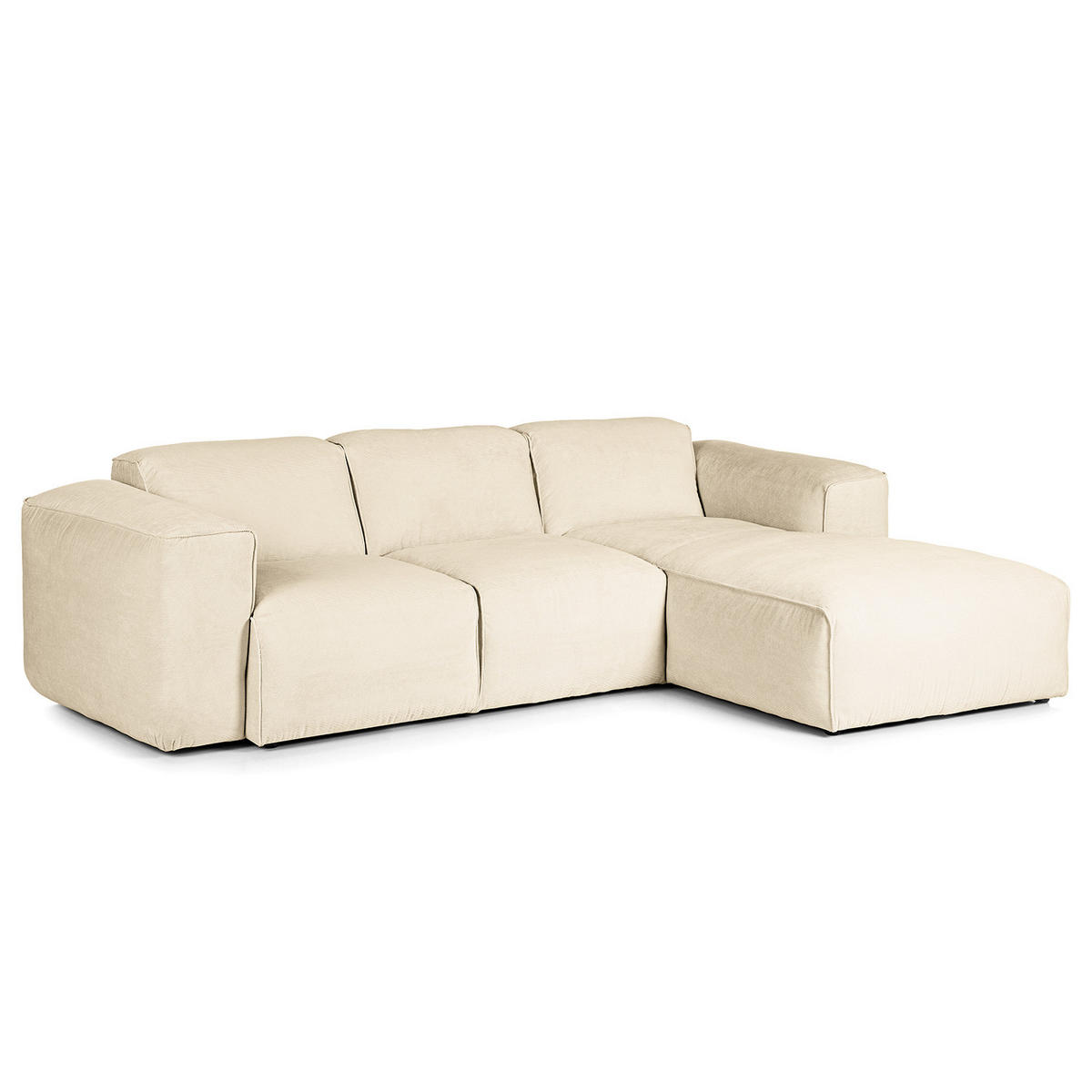 3-SITZER ECKSOFA mit Longchair - Beige/Schwarz, Textil (251/173cm) - home24