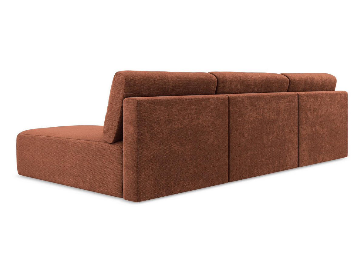 WOHNLANDSCHAFT Chenille Stoff Orange - Terra cotta/Schwarz, Kunststoff/Textil (304/79/149cm) - Makamii
