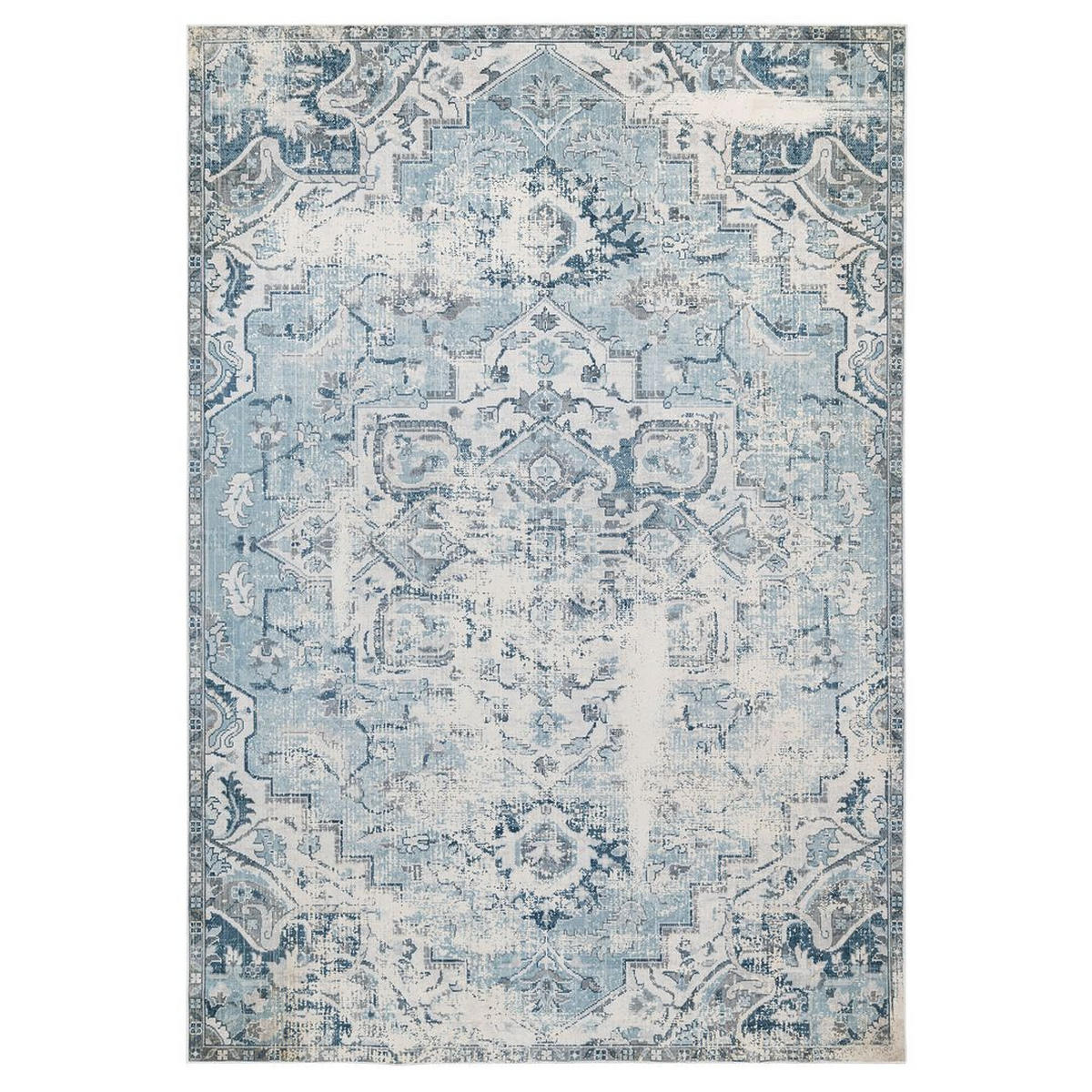 TEPPICH WASCHBAR Verona Evie Beige - Blau, Textil (119/170cm) - Kukoon Rugs