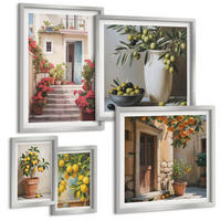 BILDER SET 5er Set - 50x50 cm & 20x30 cm & 40x60 cm Silberner Rahmen - Italienische Zitrus-Modeplakate - Silberfarben, Kunststoff (40/60cm) - TULUP