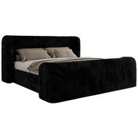 POLSTERBETT EMORA CLASSIC DUO 140/200 - Schwarz Plüsch - Multipocket-Matratze - Schwarz, Textil (140/200cm) - MKS