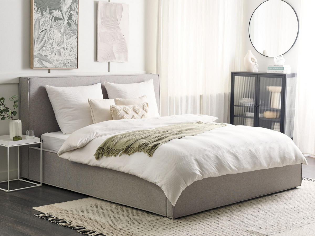 KÁRPITOZOTT ÁGY 180/200cm Világosszürke Moissac - világosszürke, textil (180/200cm) - Beliani