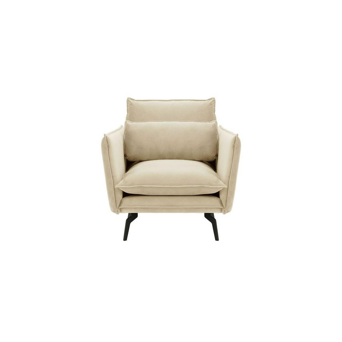 SESSEL Layla-Velluto 2 - Creme, Holz/Textil (105/95/98cm)