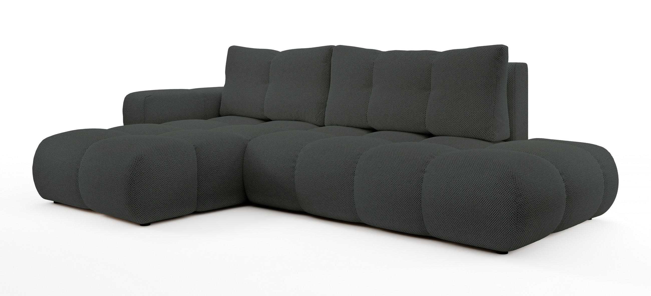 ECKSOFA L Form Hosio Dunkelgrau 286/177/88 cm Links mit Schlaffunktion - Dunkelgrau/Schwarz, Kunststoff/Textil (177/286cm) - AX Living