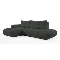 ECKSOFA L Form Hosio Dunkelgrau 286/177/88 cm Links mit Schlaffunktion - Dunkelgrau/Schwarz, Kunststoff/Textil (177/286cm) - AX Living