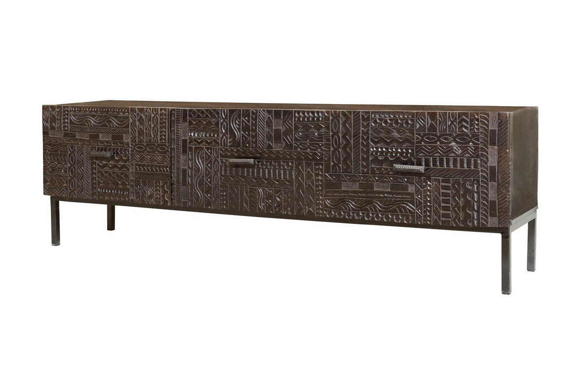 TV-SCHRANK aus Mangoholz - Dunkelbraun, Holz (180/56/40cm) - Giner y Colomer