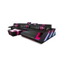 WOHNLANDSCHAFT Apollonia C - Pink/Schwarz, Leder (420/78/190cm) - Sofa Dreams