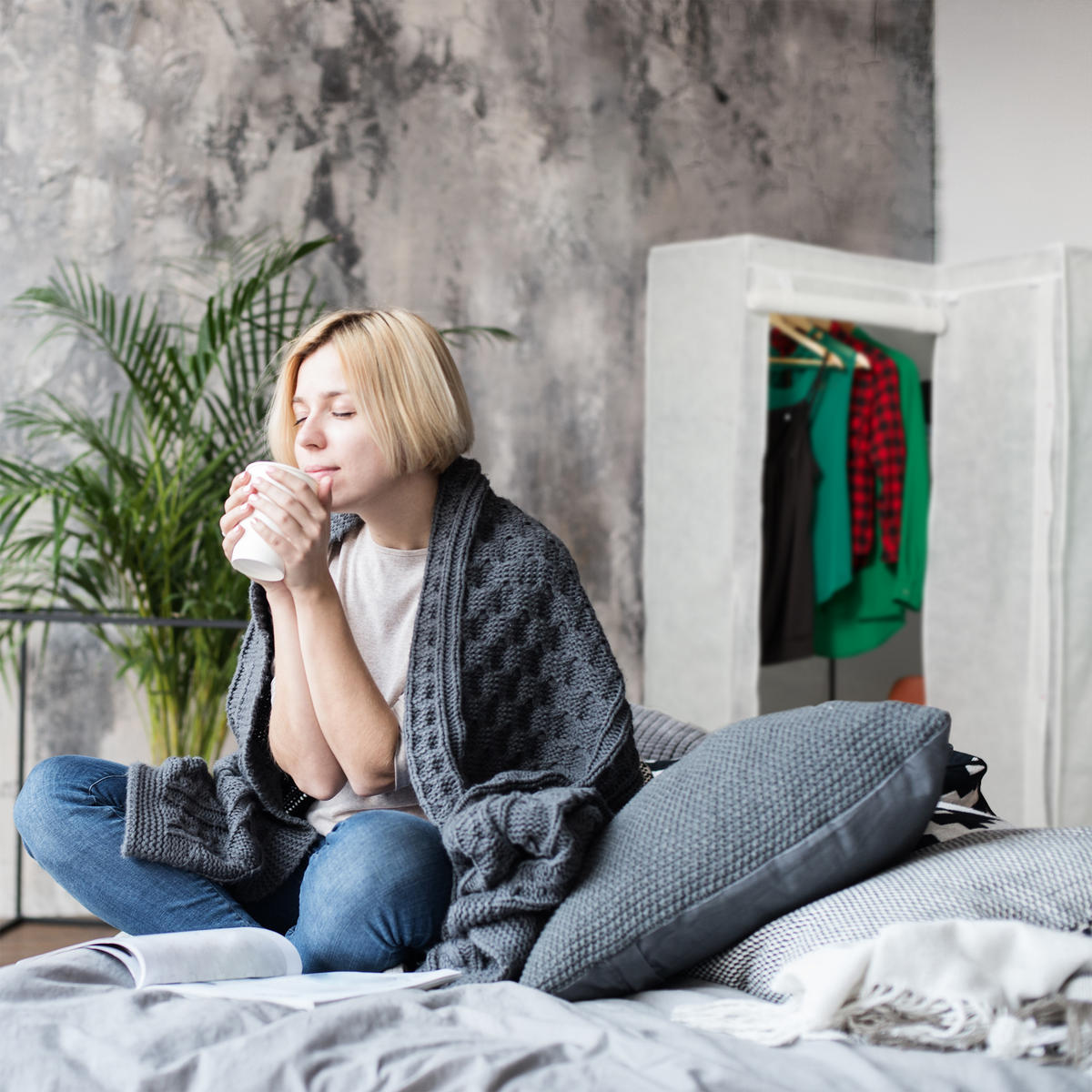 ROHOVÝ šatník - biela, kov/textil (100/169/83cm) - Relaxdays