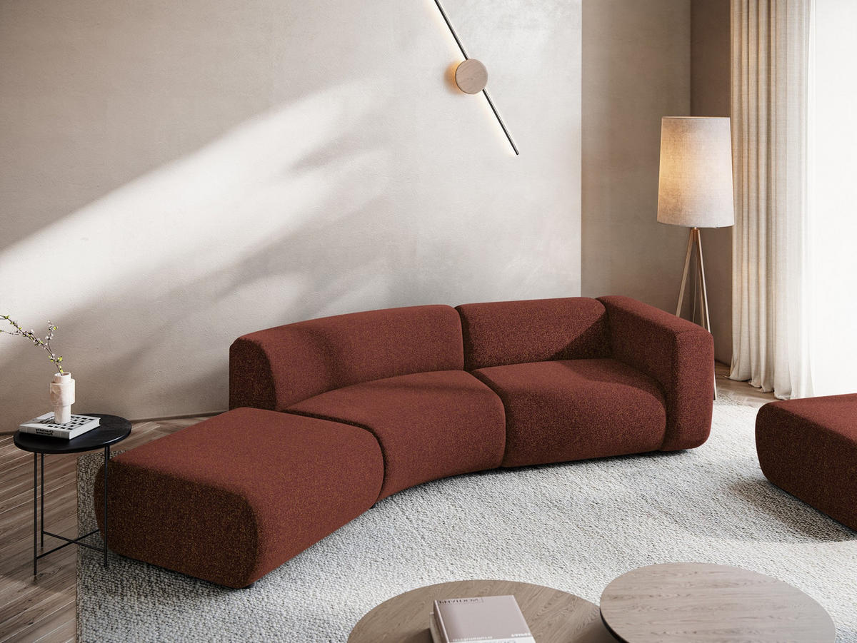 4-SITZER-SOFA Strukturstoff Stoff Rot - Bordeaux/Rot, Kunststoff/Textil (335/70/166cm) - Makamii