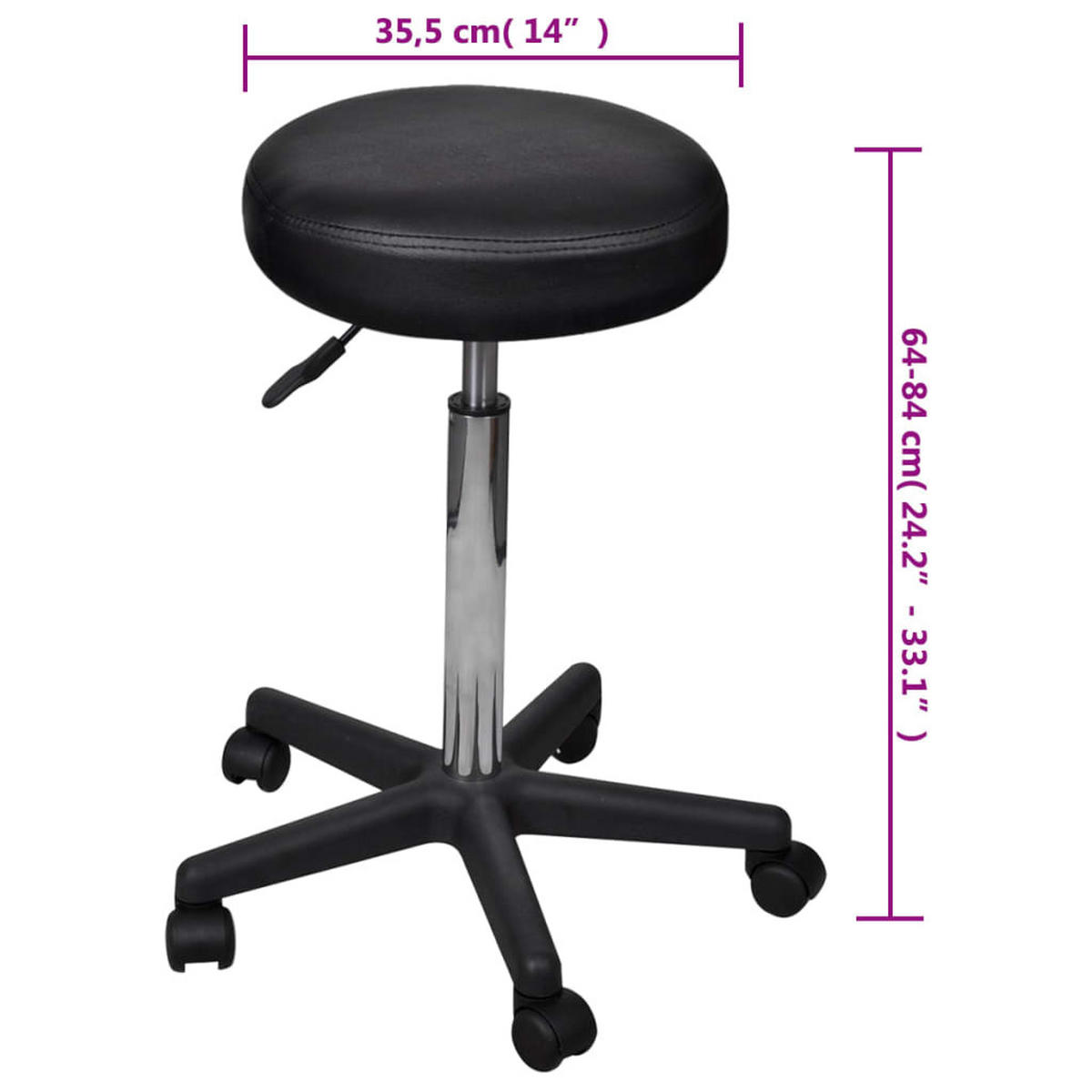 BÜROHOCKER Schwarz - Schwarz, Textil (52/84/52cm) - vidaXL