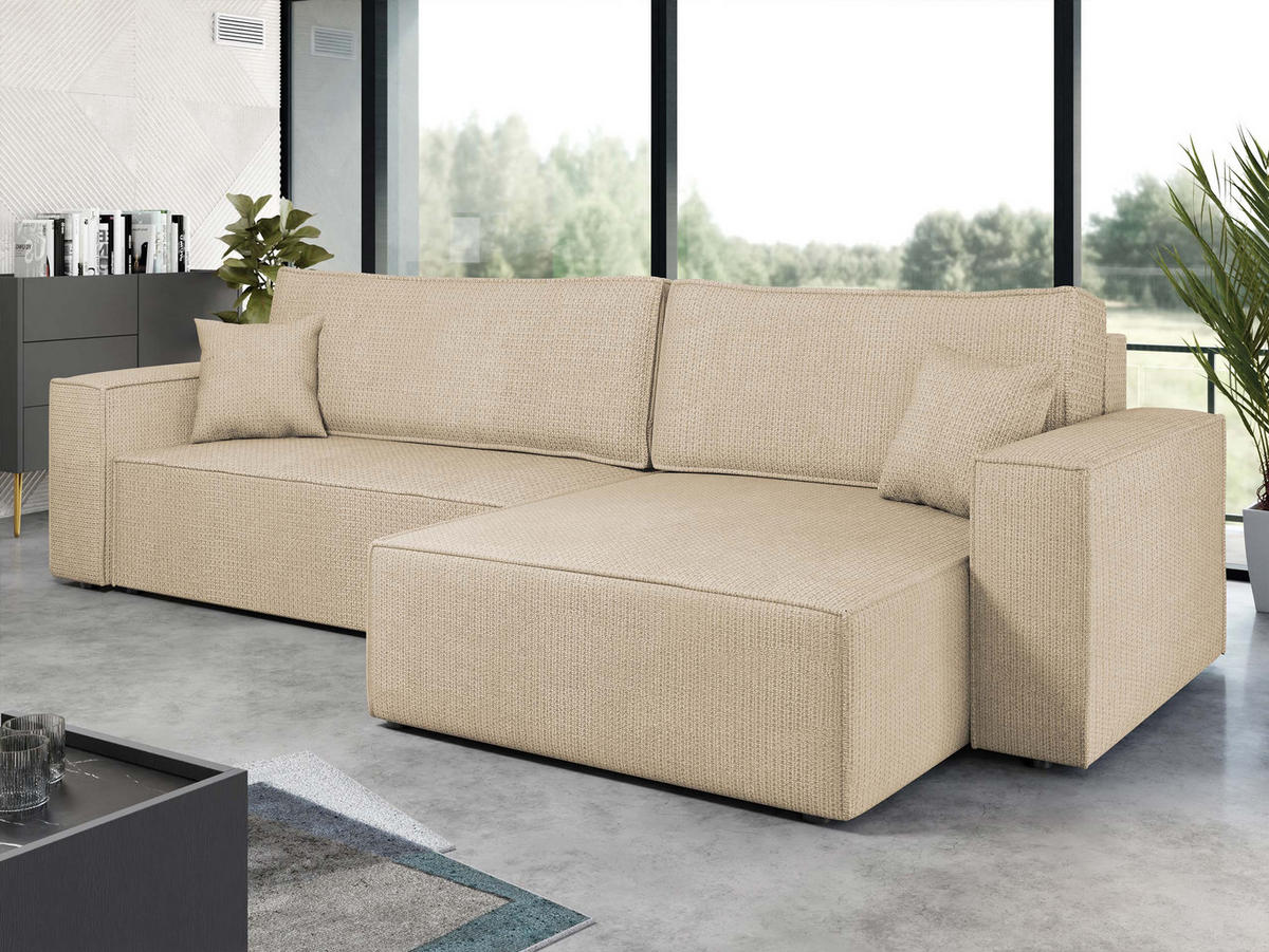 ECKSOFA Karl - Schwarz/Naturfarben, Holz/Kunststoff (272/145cm) - MIRJAN24