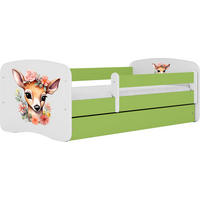 KINDERBETT Emily mit Schublade und Matratze, Grün 70x140 cm - Dunkelorange/Grün, Holzwerkstoff (140/70cm) - WFL GROUP