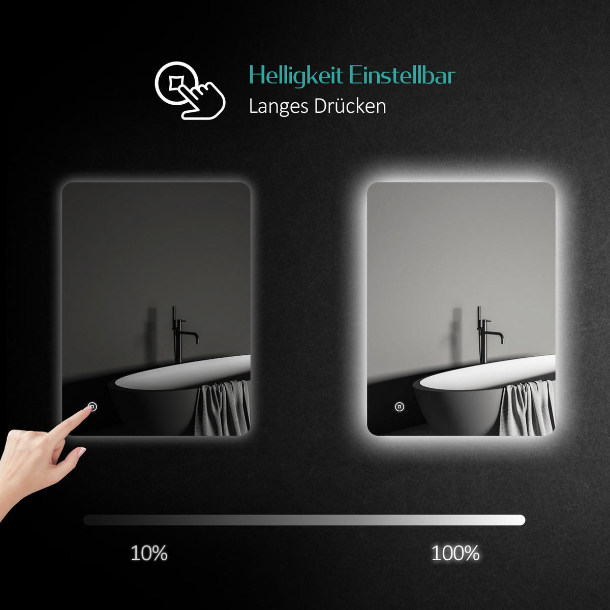 BADSPIEGEL mit Anti-Beschlag Beleuchtung Rechteckig 80/60 cm - Weiß, Glas (60/3/80cm) - EMKE
