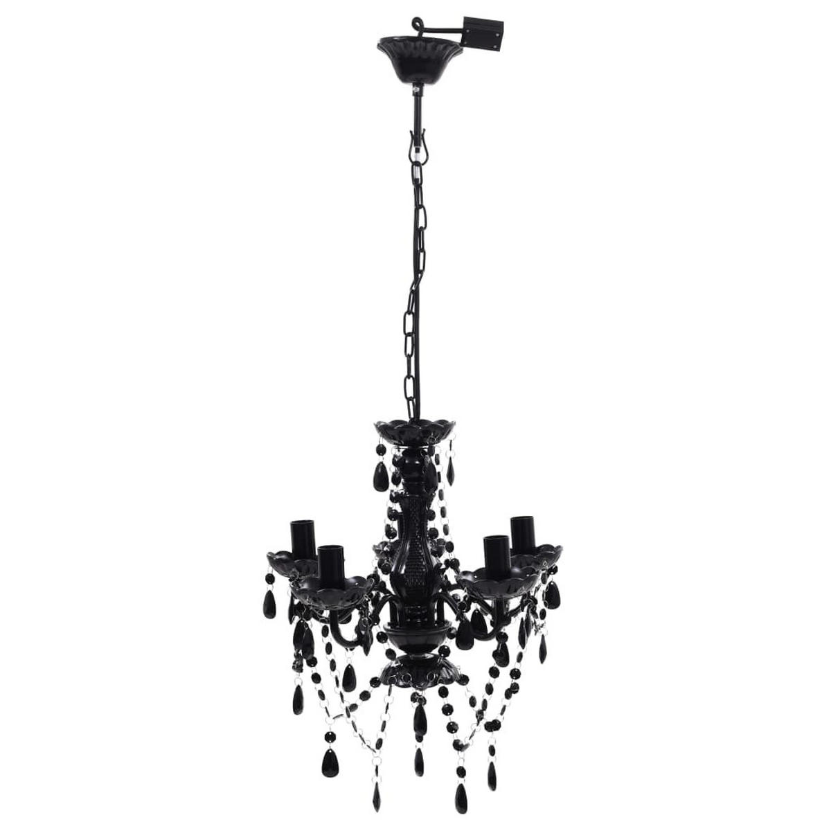 KRONLEUCHTER 5 Glühbirnen Schwarz - Schwarz, Kunststoff (38/38/45cm) - vidaXL