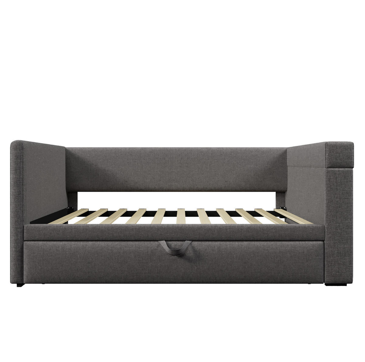 POLSTERBETT 90/190 cm Grau mit Ausziehbett und USB- & Type-C-Anschlüssen - Grau, Textil (90/190cm) - OKWISH