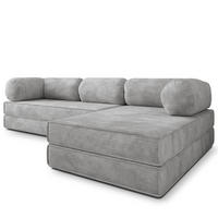 ROHOVÁ SEDAČKA ETERA modulární Boneless pohovka s funkcí spaní, světle šedá POSO 55 - světle šedá, textil (270/160cm) - MASSENO