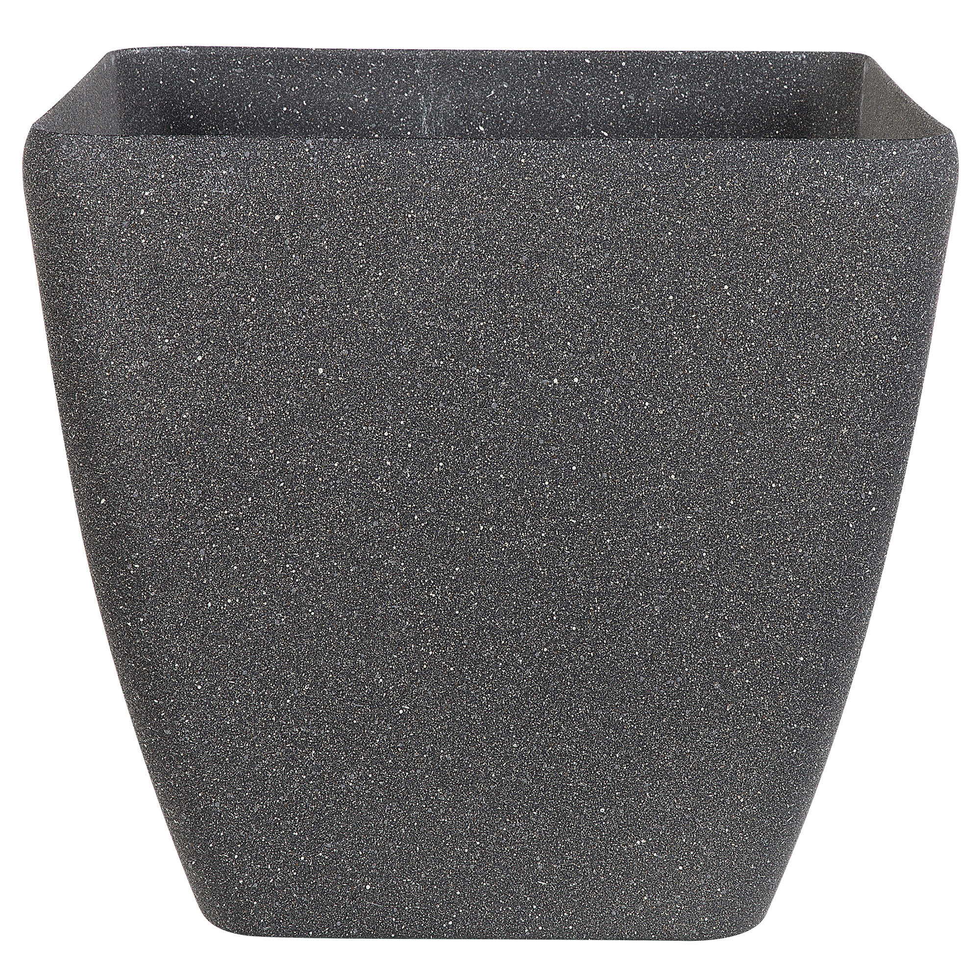 BLUMENTOPF 2er-Set dunkelgrau quadratisch 49/49/49 cm Zeli - Dunkelgrau, Stein (49cm) - Beliani