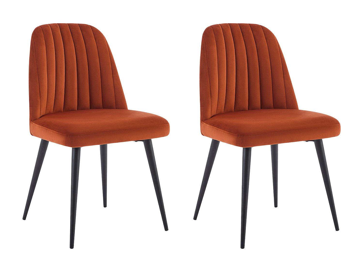 STUHL 2er-Set - Samt & schwarzes Metall - Terracotta - ELEANA - Braun, Textil (52/81/49cm) - Vente-Unique