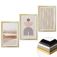 WANDBILDER 3er Set - 40x60 cm Goldrahmen - Abstrakte Landschafts- und Naturgeometrie - Goldfarben, Kunststoff (40/60cm) - ArtPrintCave