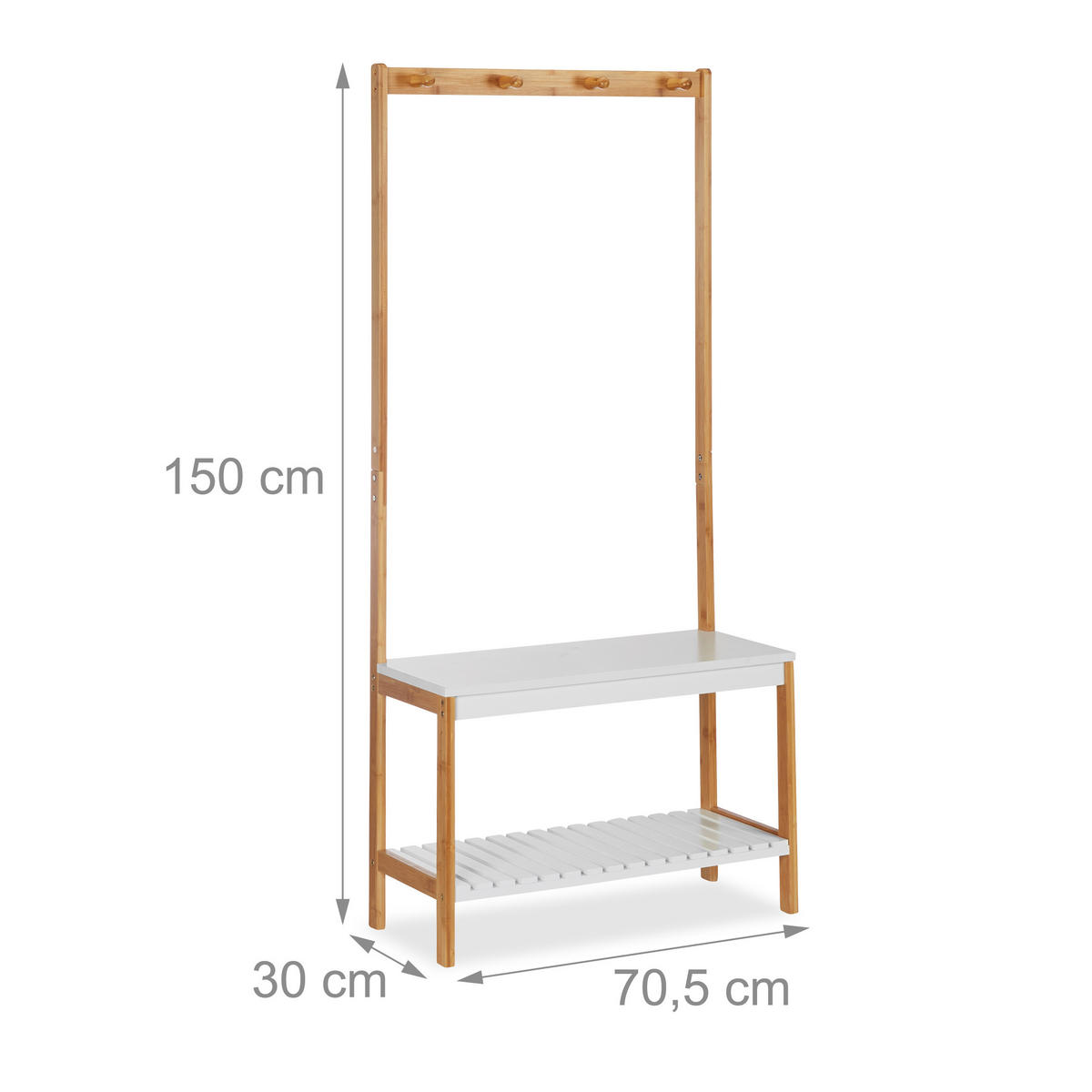 GARDEROBENSTÄNDER - Multicolor, Holz/Holzwerkstoff (70.5/150/30cm) - Relaxdays