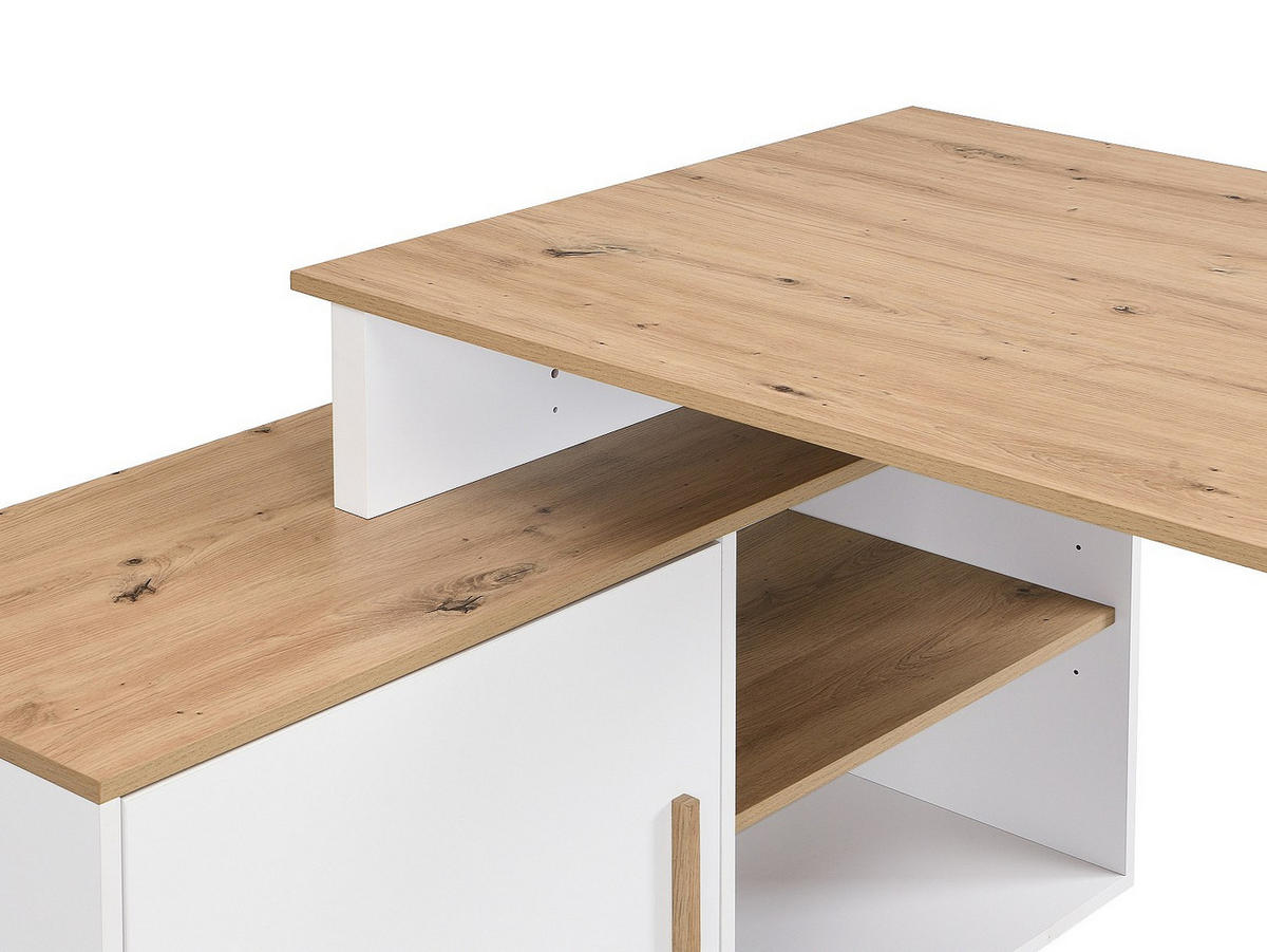 SCHREIBTISCH - 174cm x 120cm - MDF - naturfarben hell, weiß - ROMIARA - Naturfarben, Holz (120/174/76cm) - Vente-Unique