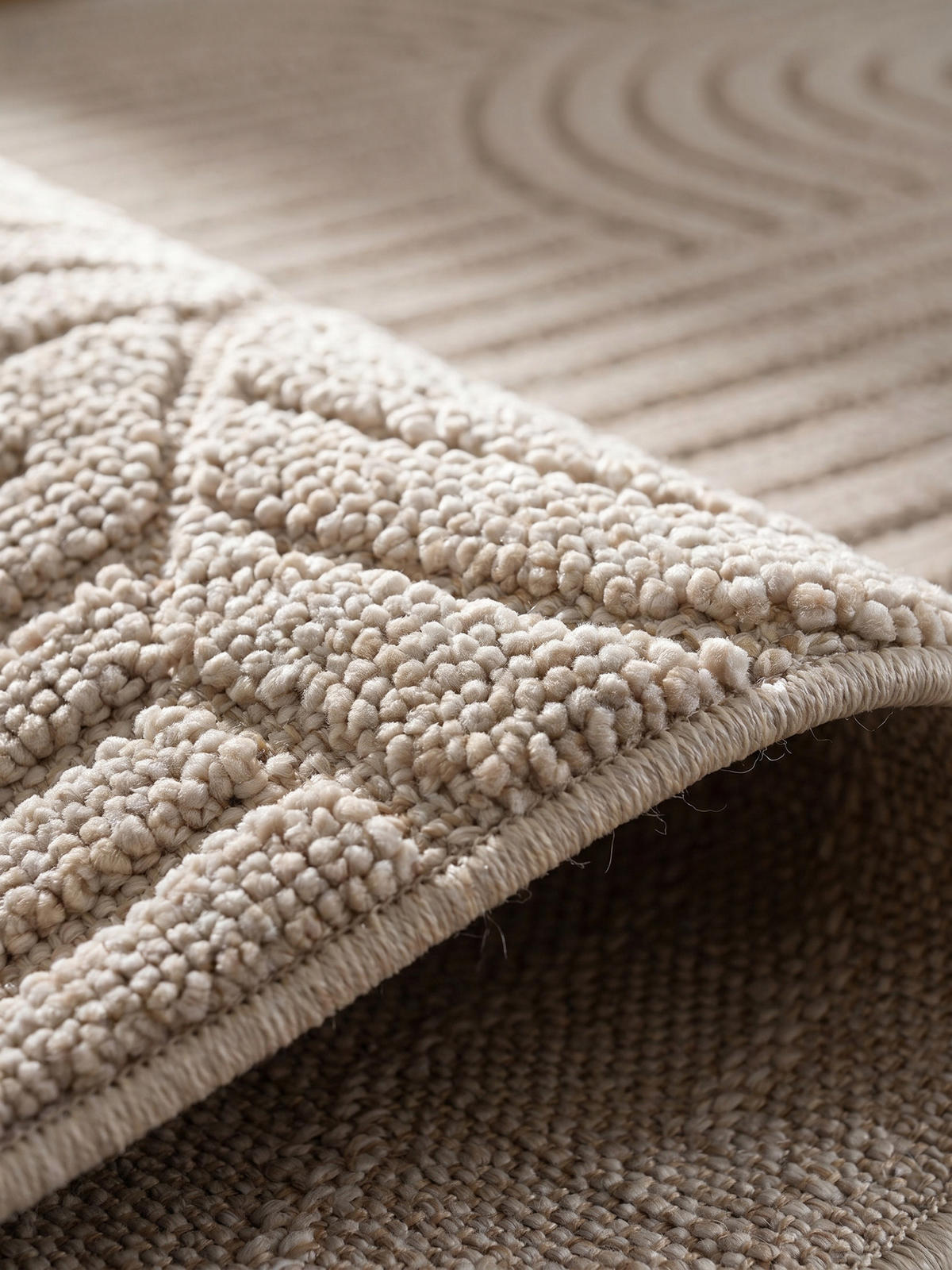 TEPPICH Flachgewebe LANGAU in Beige, mit geometrischen Bögen, 140 x 200 cm - Beige, Textil (140/200cm) - KADIMA DESIGN