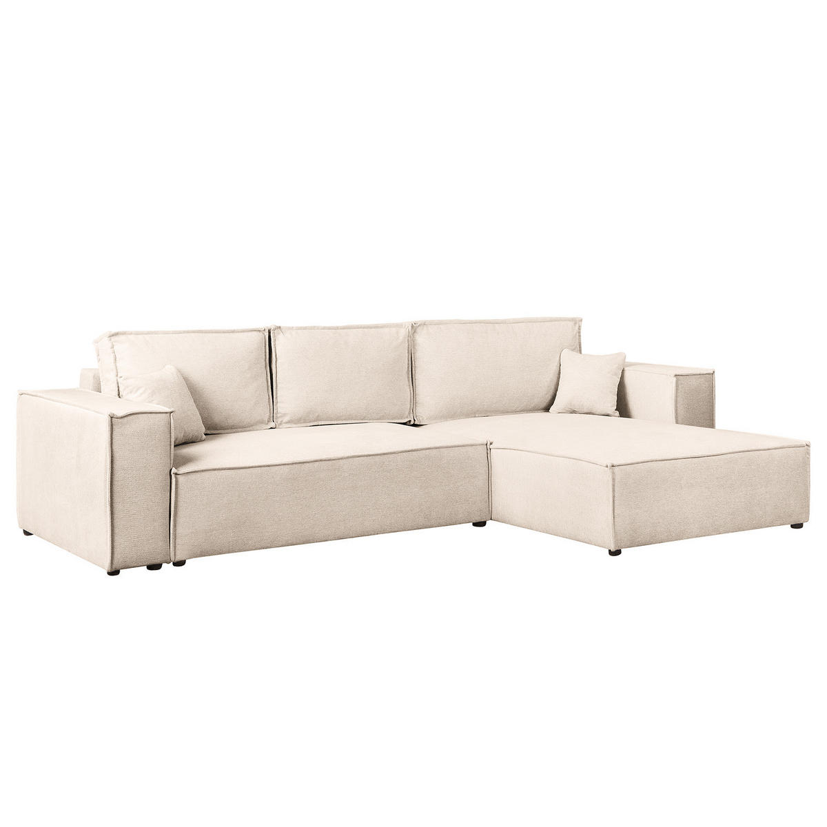 ECKSOFA mit Schlaffunktion - 290 cm - Beige/Schwarz, Kunststoff/Textil (290/185cm) - home24