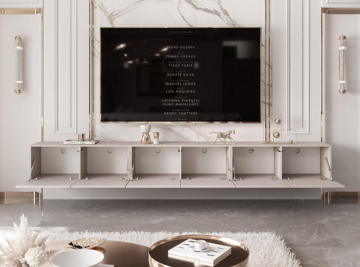 TV-LOWBOARD kaschmir, hängend mit LED-Beleuchtung - Kaschmir, Holzwerkstoff (300/36/40cm) - Idohome