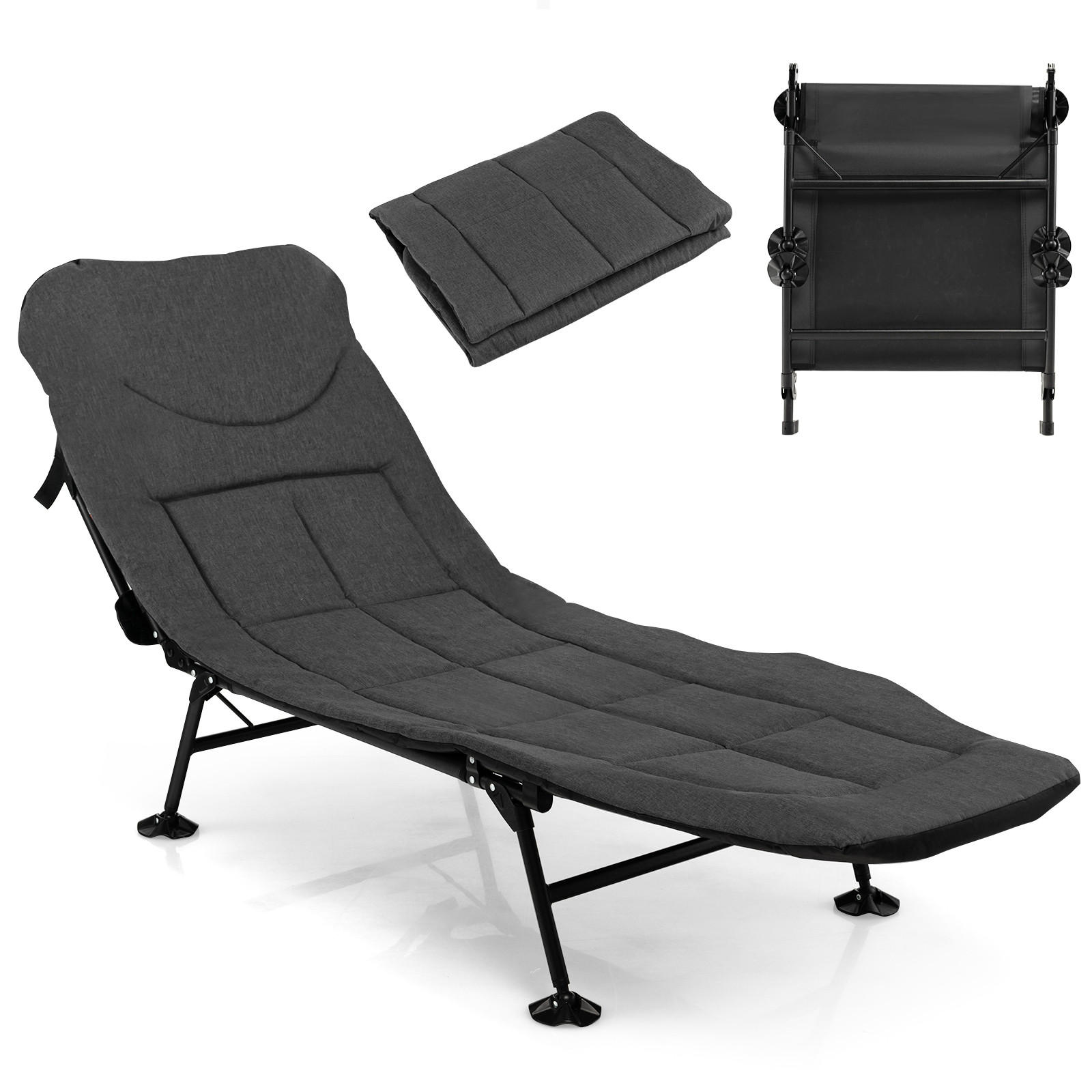 CAMPIINGBETT mit abnehmbarer Matratze Grau - Grau, Metall - COSTWAY
