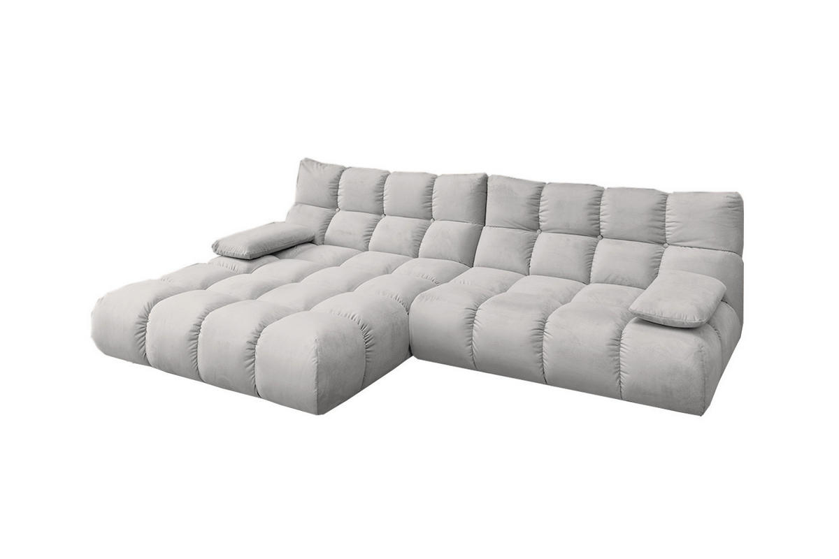 ECKSOFA VIVIEN Silber Velvet - Silberfarben/Schwarz, Kunststoff/Textil (290/178cm) - KAWOLA