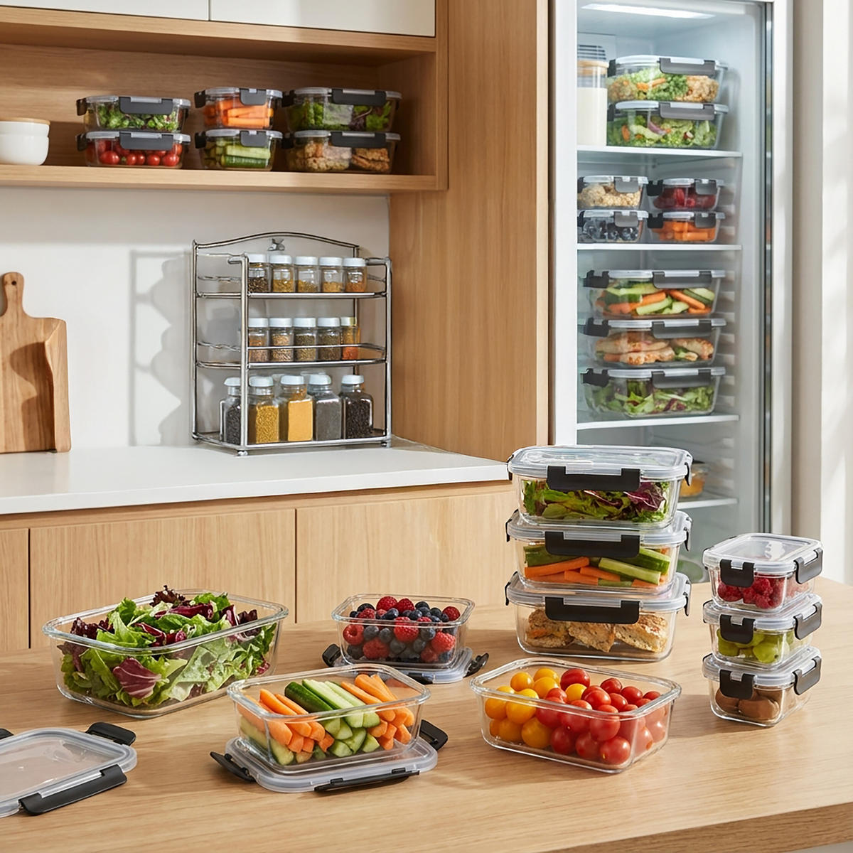 SADA 10 sklenených dóz - priehľadné, plast/sklo - Relaxdays