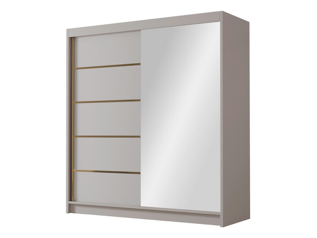 SCHIEBETÜRENSCHRANK Bali III - Goldfarben/Naturfarben, Holzwerkstoff/Metall (180/215/58cm) - MIRJAN24