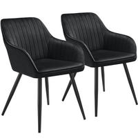 ESSZIMMERSTUHL 2er Set Marilyn 58 x 62 x 82 cm schwarz/schwarz - Schwarz, Metall (58/82/62cm) - tectake